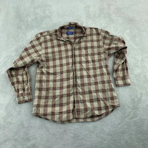 Pendleton wrinkle resistant Shirt Long Sleeve Button Down Mens L Plaid 3921 - Picture 1 of 8